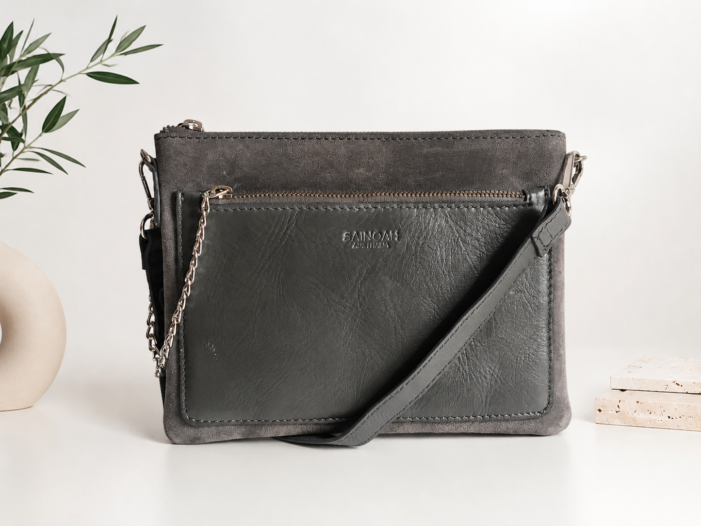 Leather Crossbody & Wristlet Bag