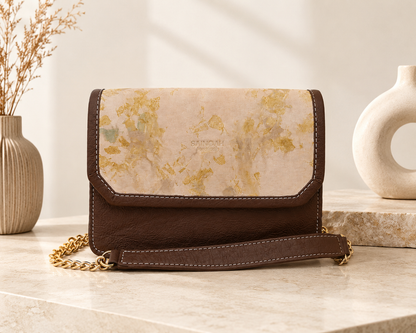 Handcrafted Dried Leaf Leather Crossbody Bag