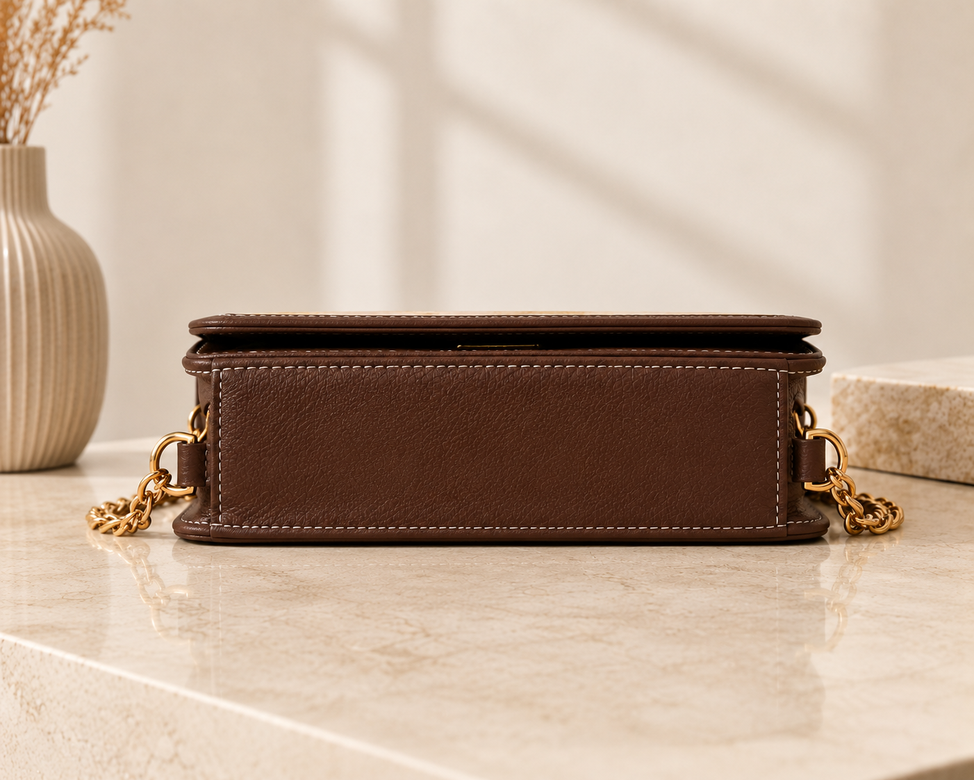 Handcrafted Dried Leaf Leather Crossbody Bag