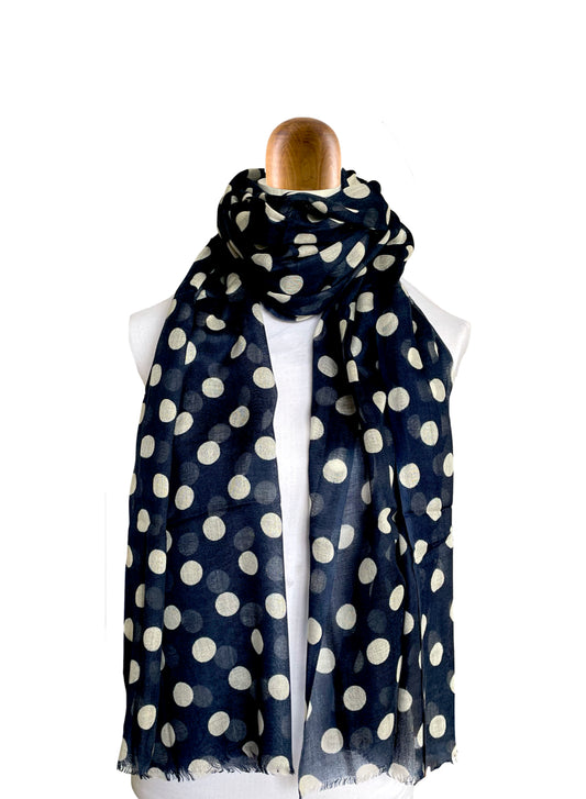 POLKA - DOT Cashmere Scarf - BLUE