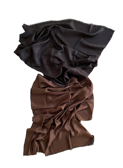 WOVEN Reversible Cashmere Scarf - COFFEE